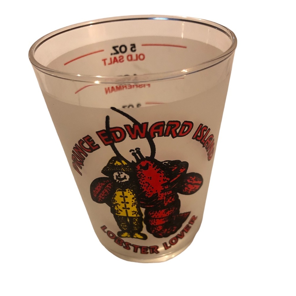 Vintage Souvenir Glass New Brunswick Red and Yellow Lobster Lover Glass, 5oz.